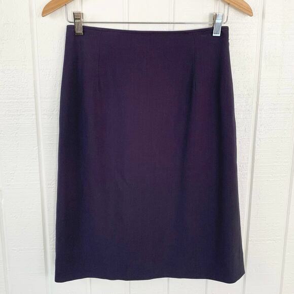 Max Mara Women Mini Knee Skirt Preppy Career Designer Purple Minimalist Size 4 - Picture 10 of 10